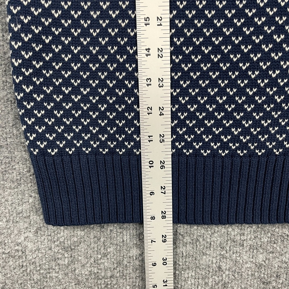 Magaschoni Men's Knit Sweater Medium Navy Blue White Crewneck Cotton Preppy NWT - Picture 7 of 9